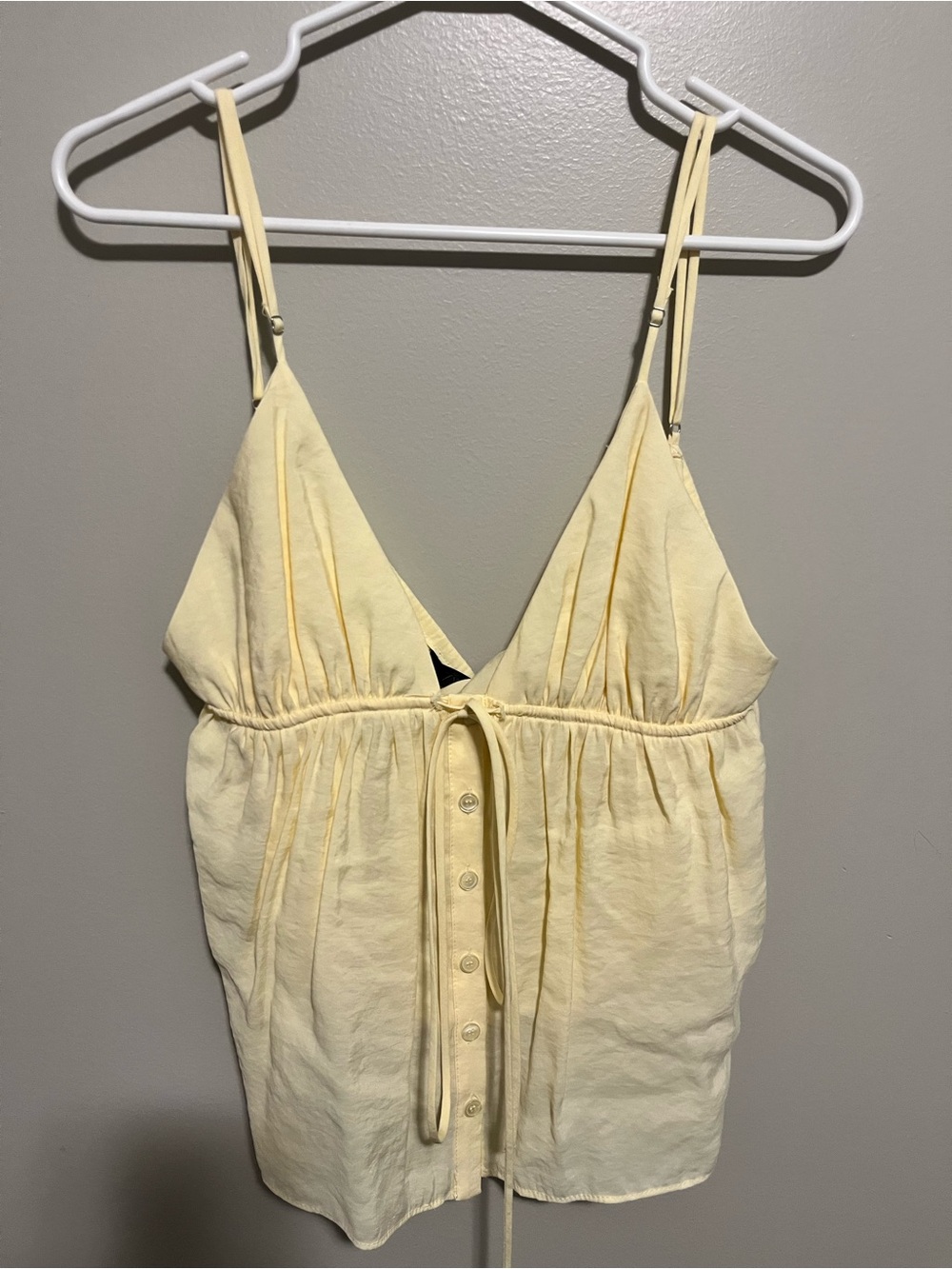 Butter Yellow Tie-Front Spaghetti Strap Top